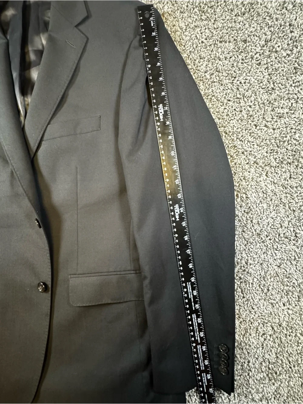 Lands End Mens 44R Black Traditional Year’rounder Stretch Wool Suit Jacket